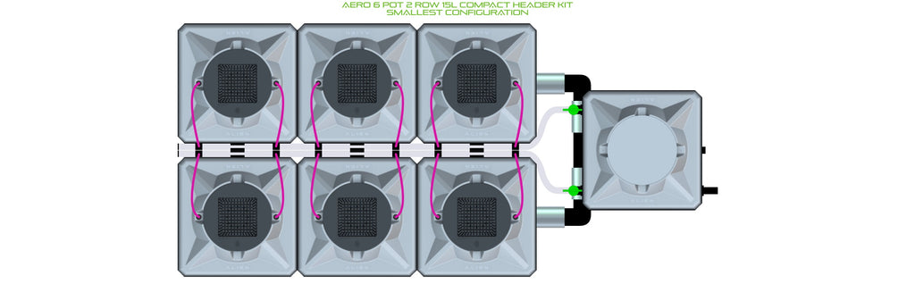 ALIEN Hydroponics AERO 6 Pot 2 Row 15L Compact Header Kit product image 3