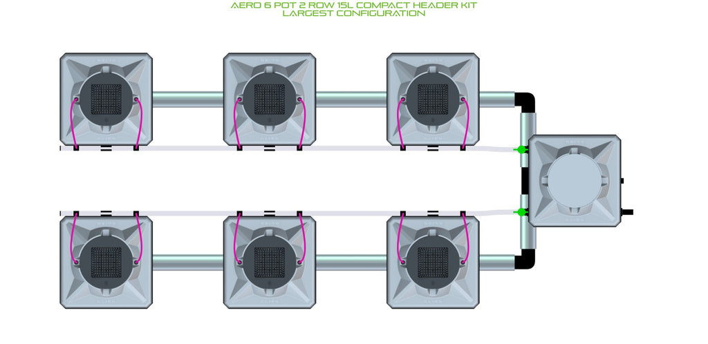 ALIEN Hydroponics AERO 6 Pot 2 Row 15L Compact Header Kit product image 4