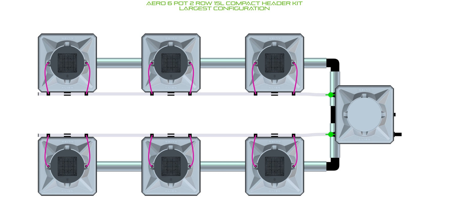 ALIEN Hydroponics AERO 6 Pot 2 Row 15L Compact Header Kit product image 4