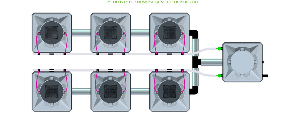 ALIEN Hydroponics AERO 6 Pot 2 Row 15L Remote Header Kit product image 1