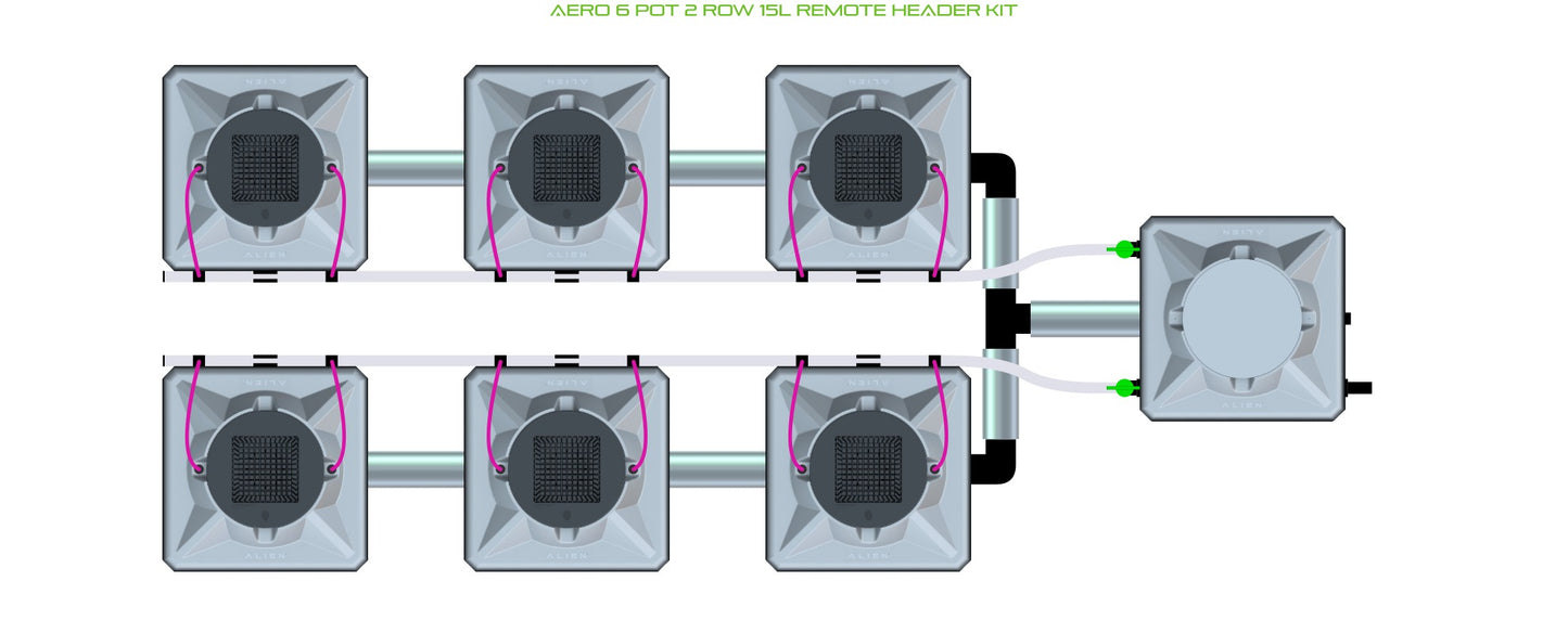 ALIEN Hydroponics AERO 6 Pot 2 Row 15L Remote Header Kit product image 1
