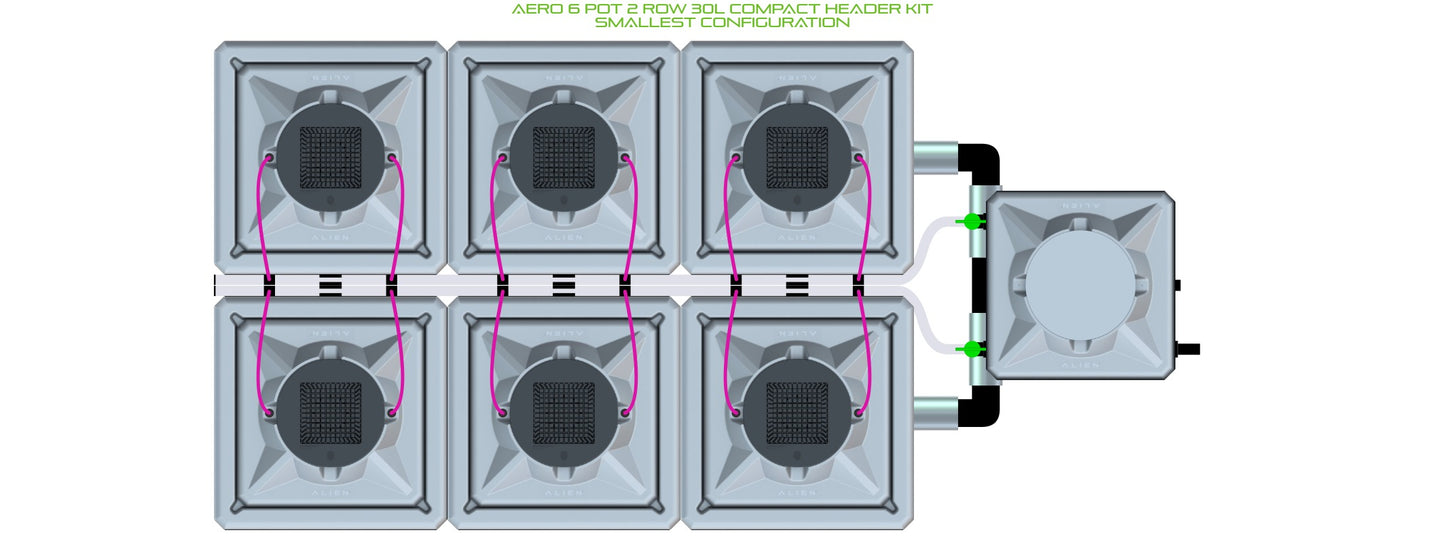 ALIEN Hydroponics AERO 6 Pot 2 Row 30L Compact Header Kit product image 3