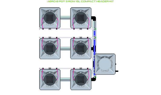 ALIEN Hydroponics AERO 6 Pot 3 Row 15L Compact Header Kit product image 1