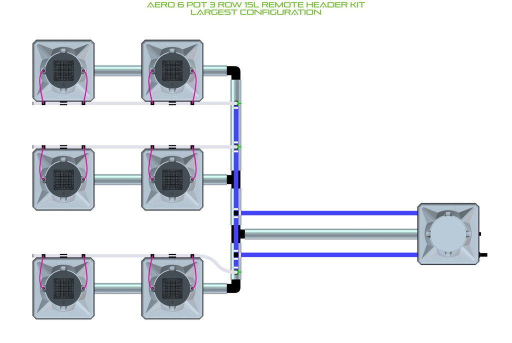 ALIEN Hydroponics AERO 6 Pot 3 Row 15L Remote Header Kit product image 4