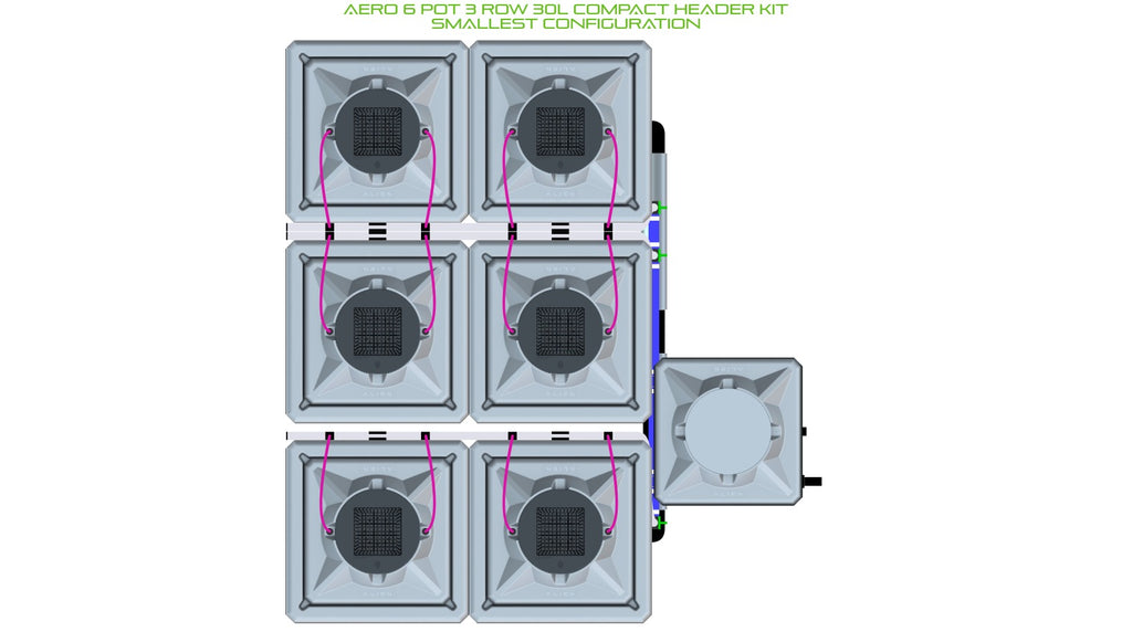 ALIEN Hydroponics AERO 6 Pot 3 Row 30L Compact Header Kit product image 3