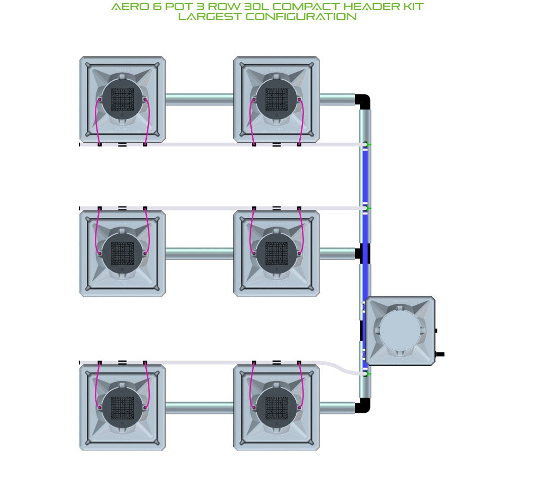 ALIEN Hydroponics AERO 6 Pot 3 Row 30L Compact Header Kit product image 4