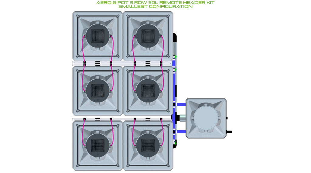 ALIEN Hydroponics AERO 6 Pot 3 Row 30L Remote Header Kit product image 3