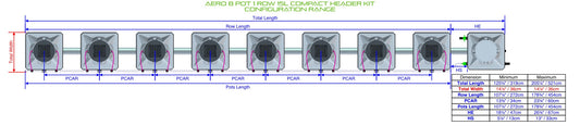 ALIEN Hydroponics AERO 8 Pot 1 Row 15L Compact Header Kit product image 1