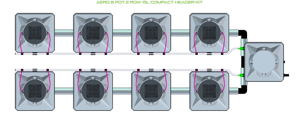 ALIEN Hydroponics AERO 8 Pot 2 Row 15L Compact Header Kit product image 2