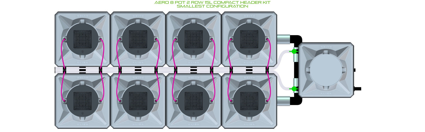 ALIEN Hydroponics AERO 8 Pot 2 Row 15L Compact Header Kit product image 3