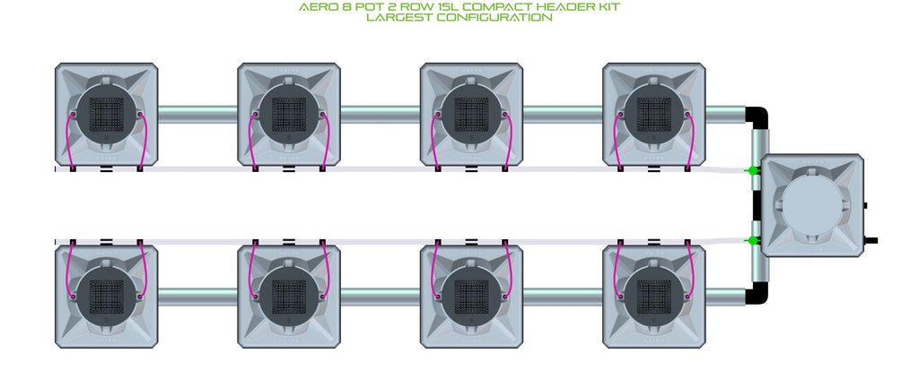 ALIEN Hydroponics AERO 8 Pot 2 Row 15L Compact Header Kit product image 4