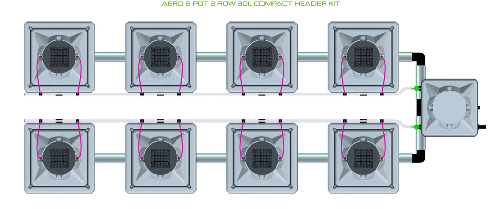 ALIEN Hydroponics AERO 8 Pot 2 Row 30L Compact Header Kit product image 1