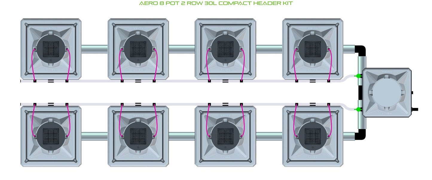 ALIEN Hydroponics AERO 8 Pot 2 Row 30L Compact Header Kit product image 1