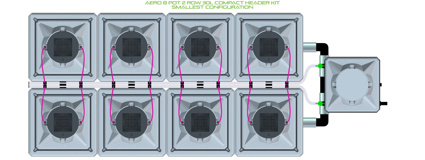 ALIEN Hydroponics AERO 8 Pot 2 Row 30L Compact Header Kit product image 3