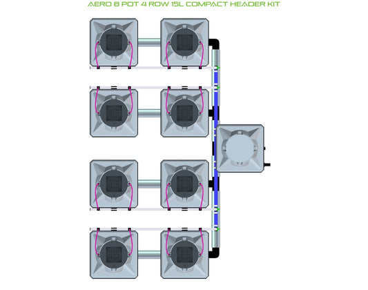 ALIEN Hydroponics AERO 8 Pot 4 Row 15L Compact Header Kit product image 1