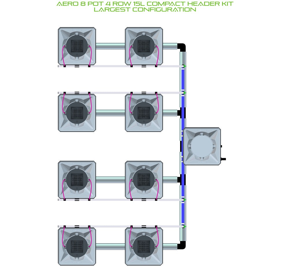 ALIEN Hydroponics AERO 8 Pot 4 Row 15L Compact Header Kit product image 4