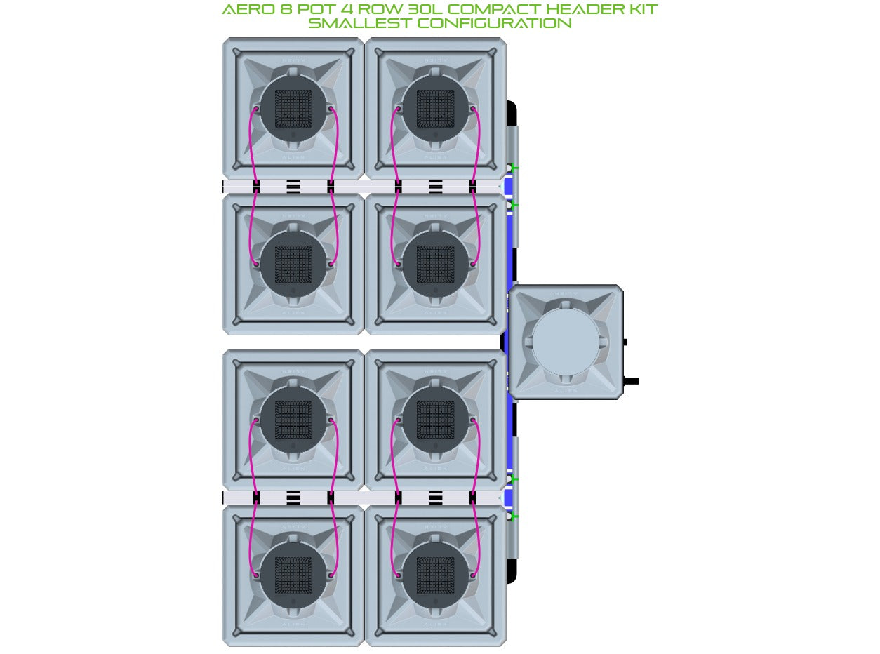 ALIEN Hydroponics AERO 8 Pot 4 Row 30L Compact Header Kit product image 3
