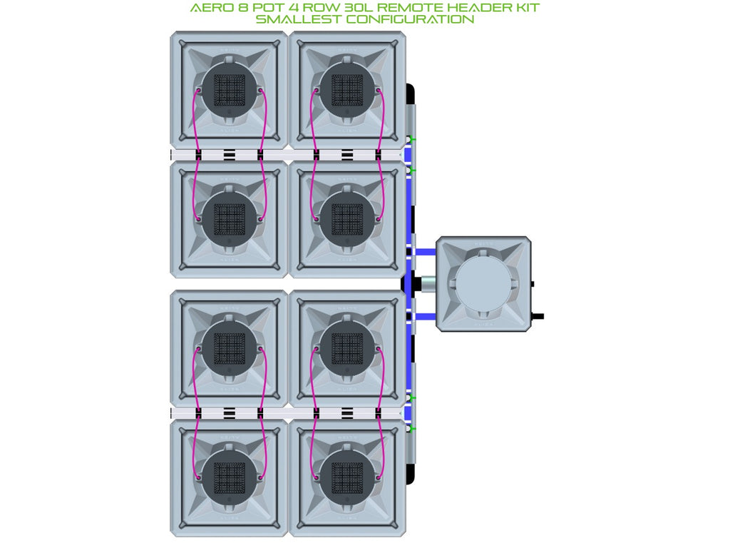 ALIEN Hydroponics AERO 8 Pot 4 Row 30L Remote Header Kit product image 3