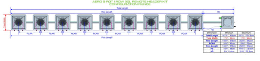 ALIEN Hydroponics AERO 9 Pot 1 Row 30L Remote Header Kit product image 1