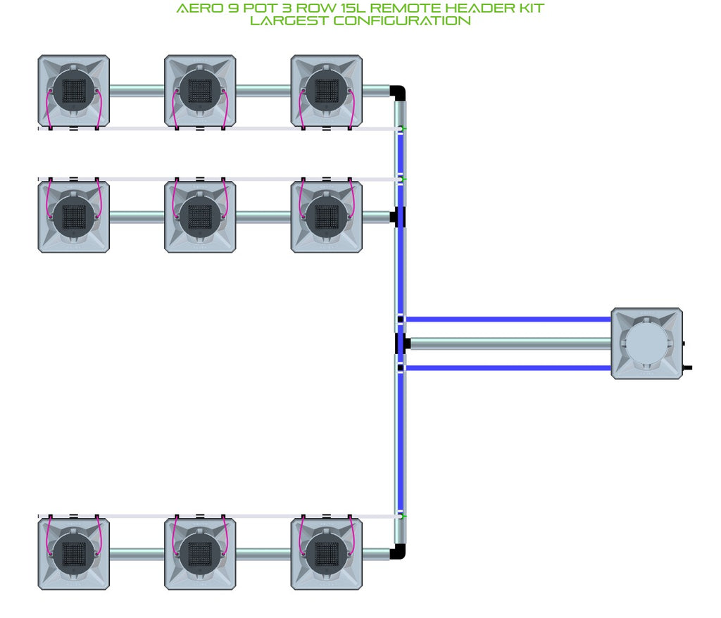 ALIEN Hydroponics AERO 9 Pot 3 Row 15L Remote Header Kit product image 4
