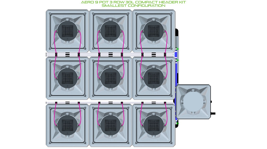 ALIEN Hydroponics AERO 9 Pot 3 Row 30L Compact Header Kit product image 3