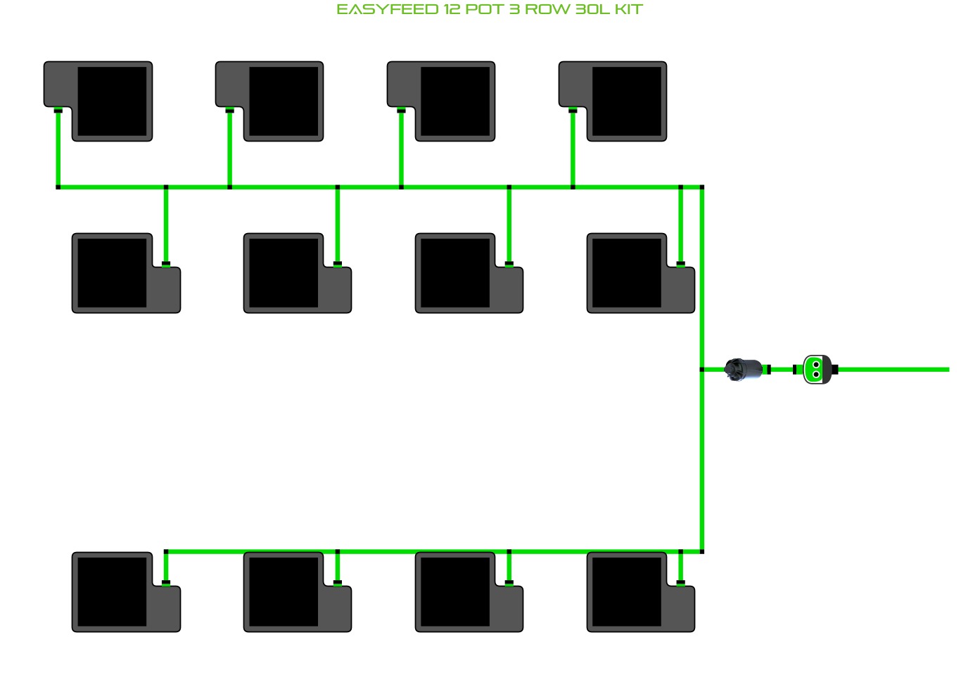ALIEN Hydroponics EasyFeed 12 Pot 3 Row 30L Kit product image 1