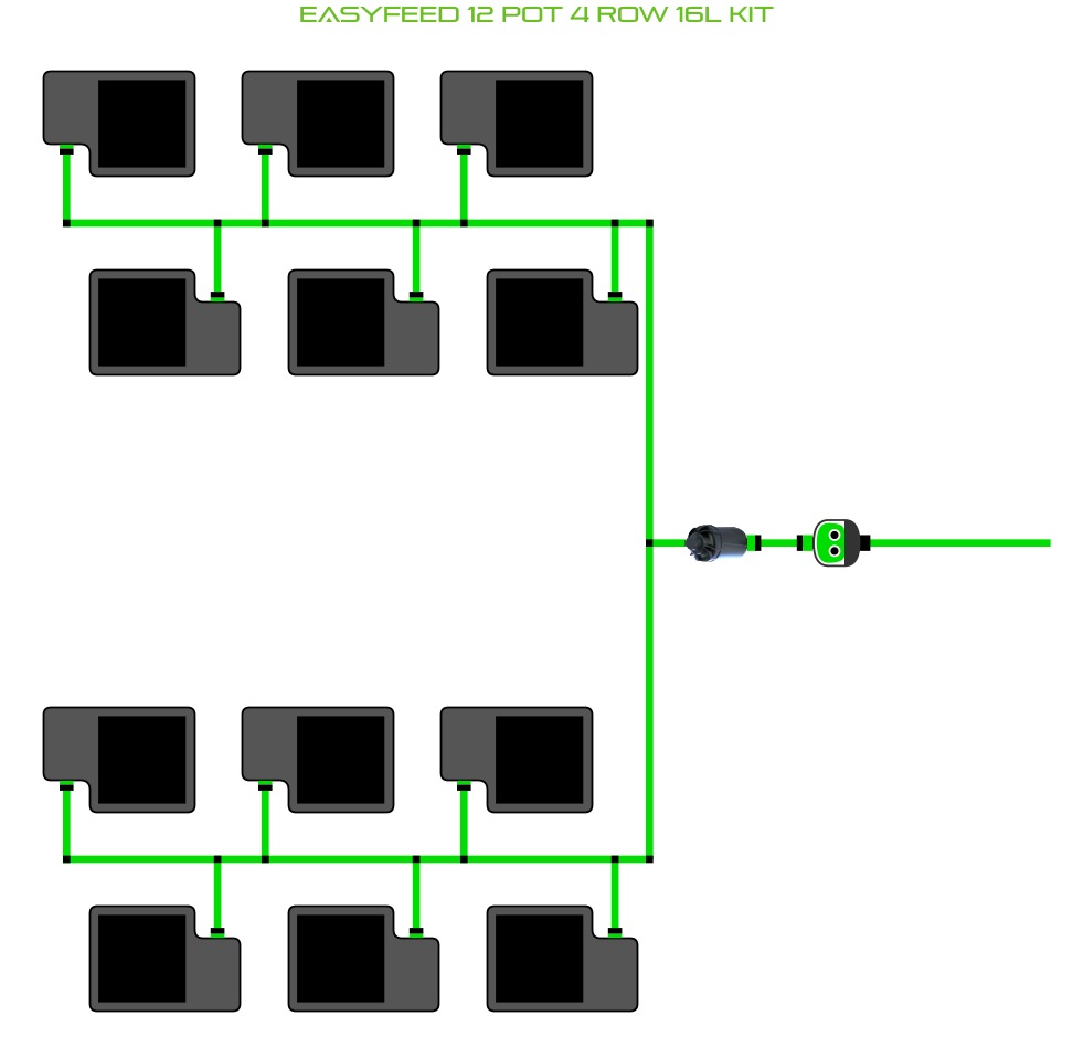 ALIEN Hydroponics EasyFeed 12 Pot 4 Row 16L Kit product image 1