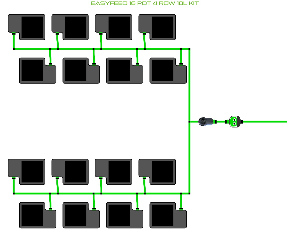 ALIEN Hydroponics EasyFeed 16 Pot 4 Row 10L Kit product image 1