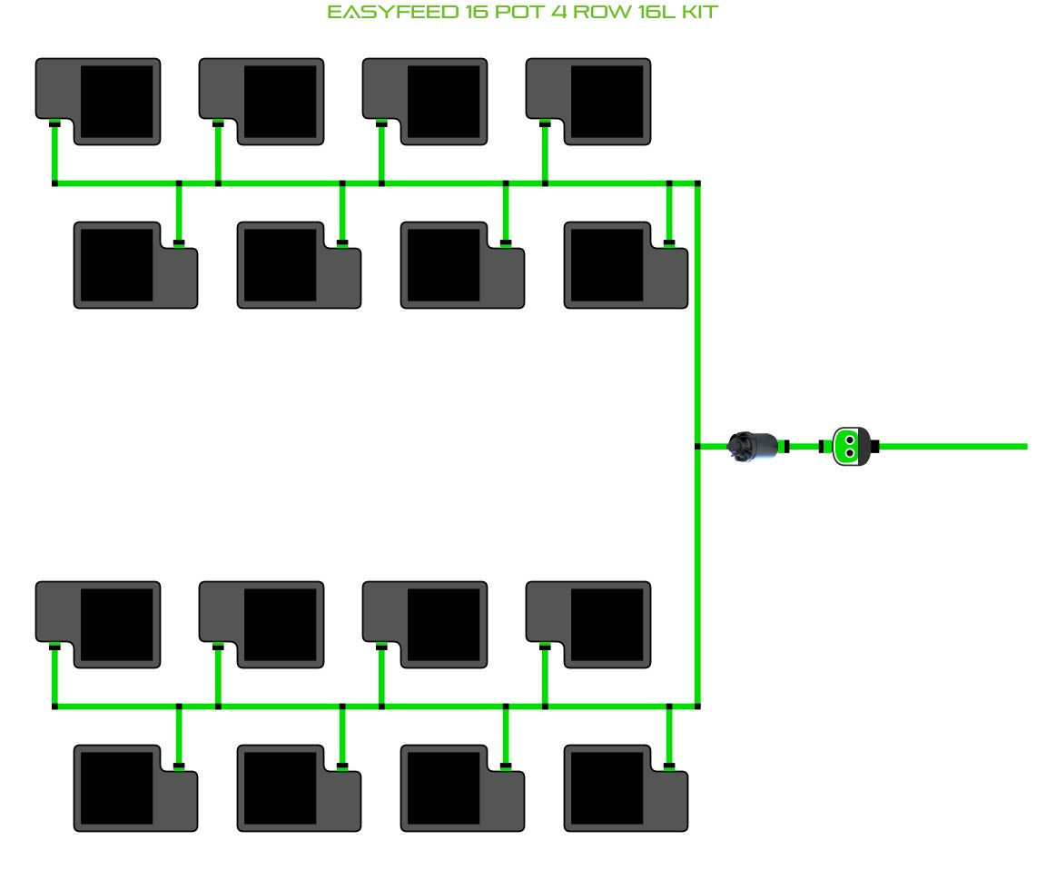 ALIEN Hydroponics EasyFeed 16 Pot 4 Row 16L Kit product image 1