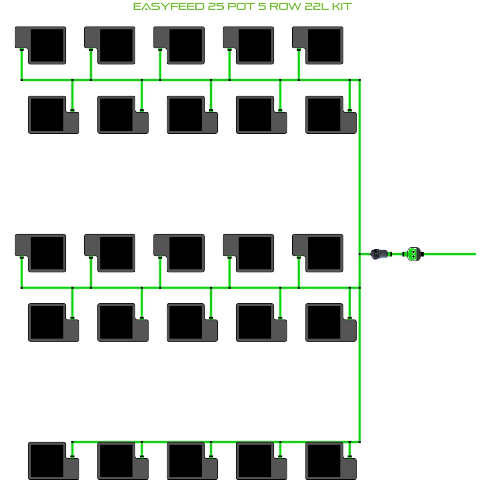 ALIEN Hydroponics EasyFeed 25 Pot 5 Row 22L Kit product image 1