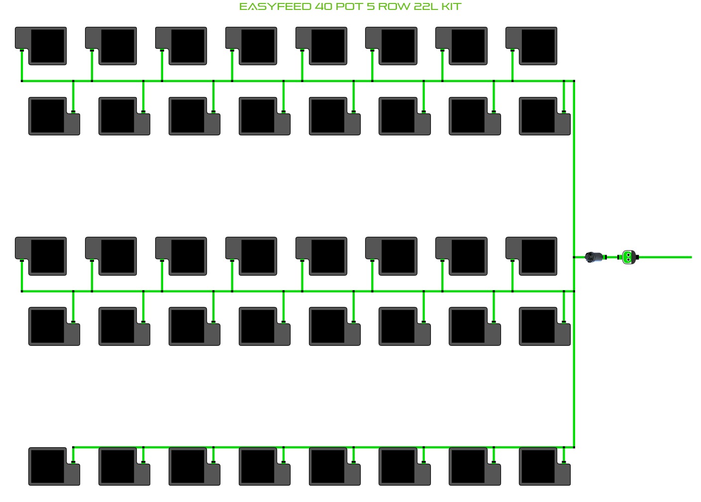 ALIEN Hydroponics EasyFeed 40 Pot 5 Row 22L Kit product image 1