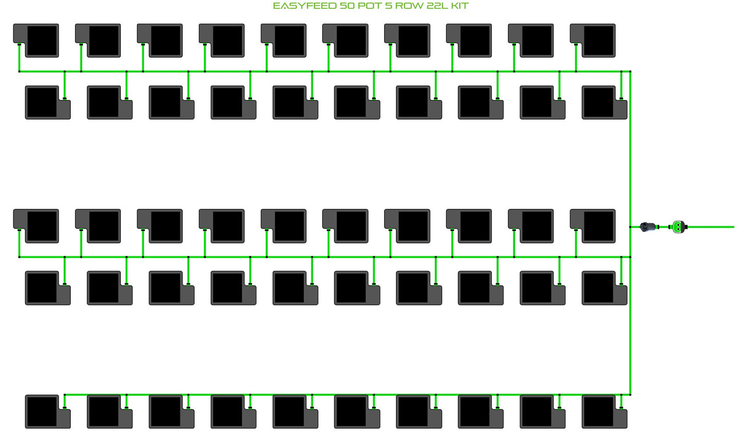 ALIEN Hydroponics EasyFeed 50 Pot 5 Row 22L Kit product image 1