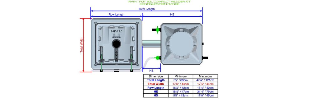 ALIEN Hydroponics RAIN 1 Pot 30L Compact Header Kit product image 1