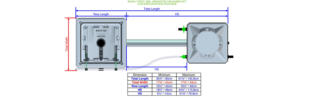 ALIEN Hydroponics RAIN 1 Pot 30L Remote Header Kit product image 1