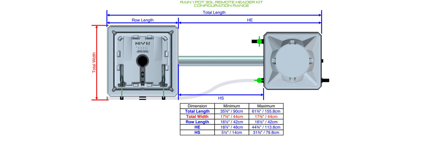 ALIEN Hydroponics RAIN 1 Pot 30L Remote Header Kit product image 1