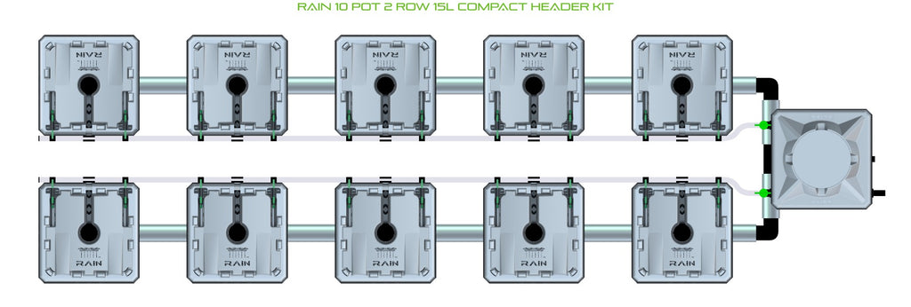 ALIEN Hydroponics RAIN 10 Pot 2 Row 15L Compact Header Kit product image 2