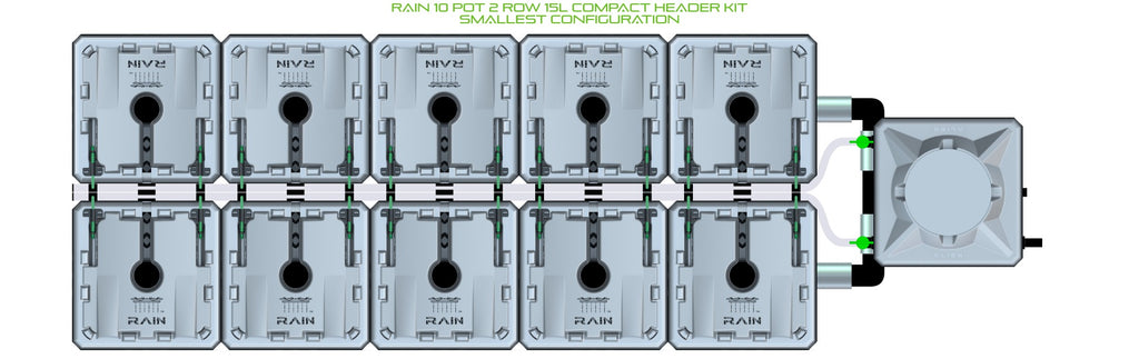 ALIEN Hydroponics RAIN 10 Pot 2 Row 15L Compact Header Kit product image 3
