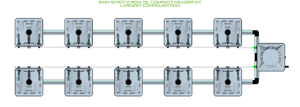 ALIEN Hydroponics RAIN 10 Pot 2 Row 15L Compact Header Kit product image 4