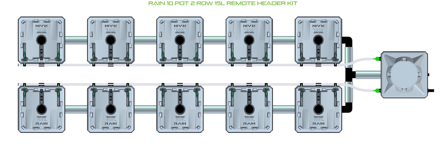 ALIEN Hydroponics RAIN 10 Pot 2 Row 15L Remote Header Kit product image 2