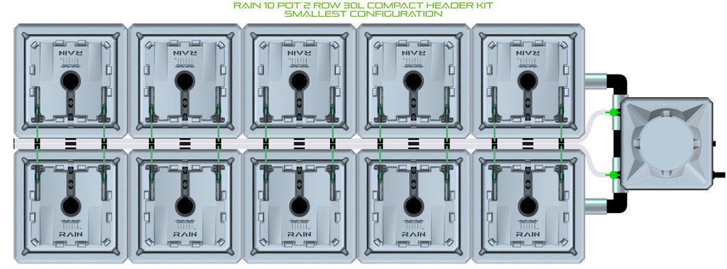 ALIEN Hydroponics RAIN 10 Pot 2 Row 30L Compact Header Kit product image 3