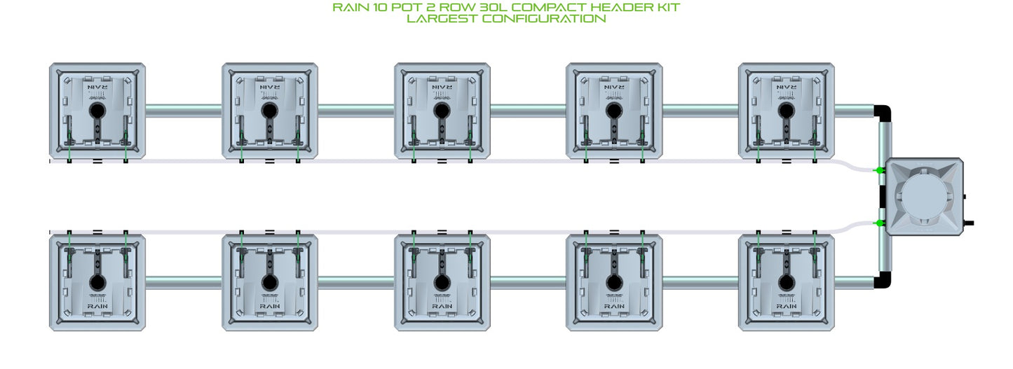 ALIEN Hydroponics RAIN 10 Pot 2 Row 30L Compact Header Kit product image 4