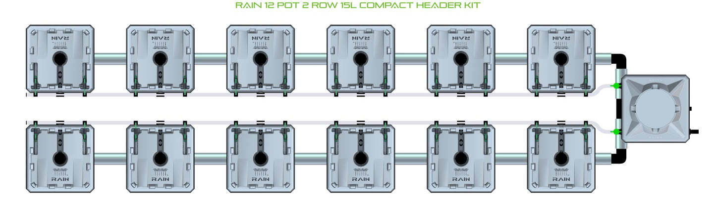 ALIEN Hydroponics RAIN 12 Pot 2 Row 15L Compact Header Kit product image 2