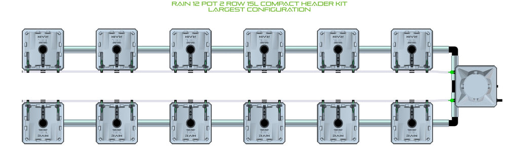 ALIEN Hydroponics RAIN 12 Pot 2 Row 15L Compact Header Kit product image 4