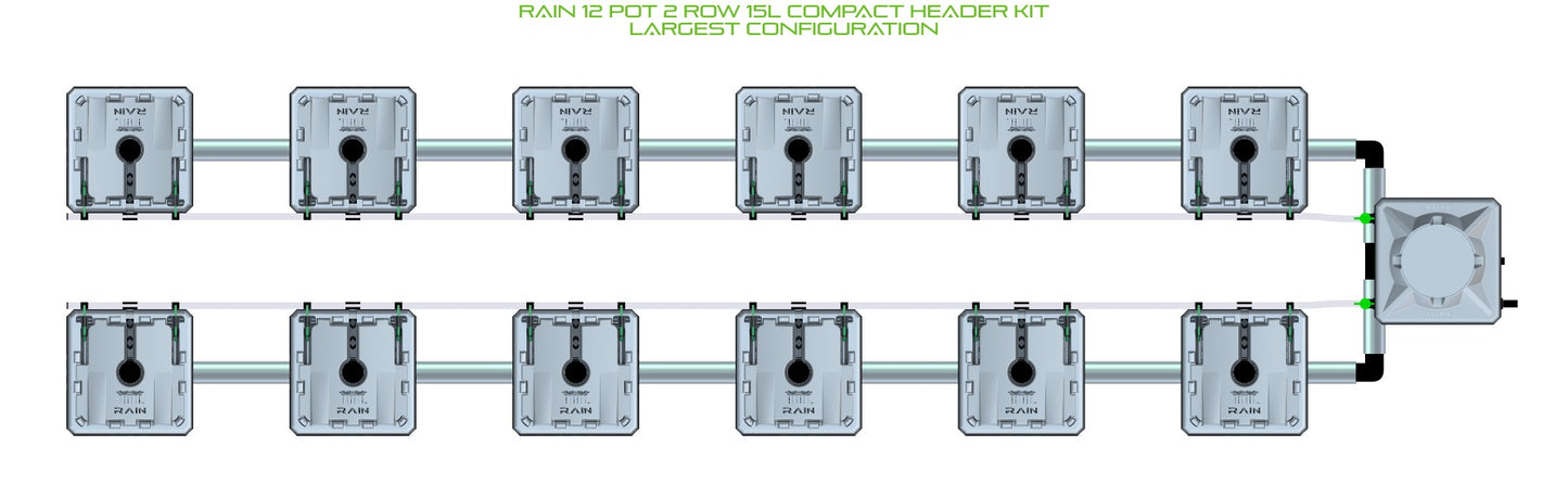 ALIEN Hydroponics RAIN 12 Pot 2 Row 15L Compact Header Kit product image 4