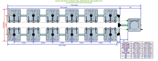 ALIEN Hydroponics RAIN 12 Pot 2 Row 15L Remote Header Kit product image 1
