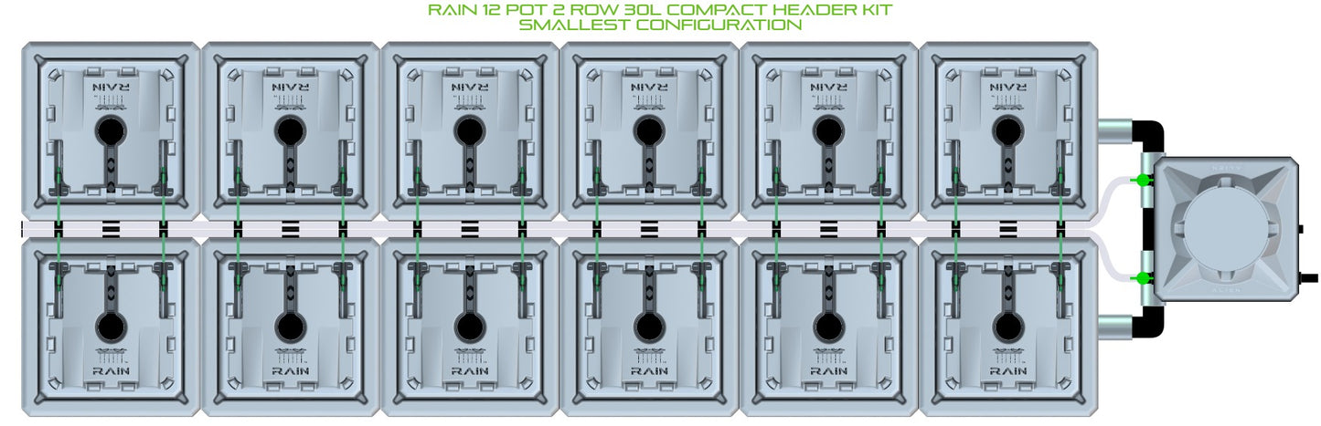 ALIEN Hydroponics RAIN 12 Pot 2 Row 30L Compact Header Kit product image 3