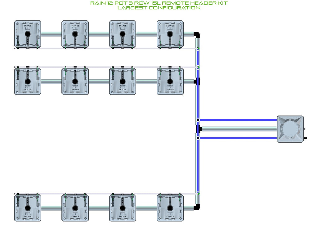 ALIEN Hydroponics RAIN 12 Pot 3 Row 15L Remote Header Kit product image 4