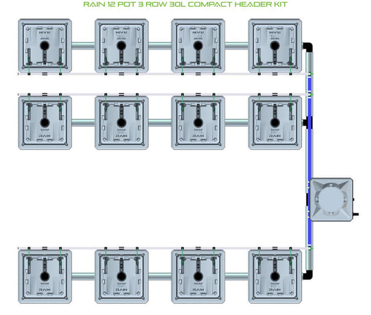 ALIEN Hydroponics RAIN 12 Pot 3 Row 30L Compact Header Kit product image 1