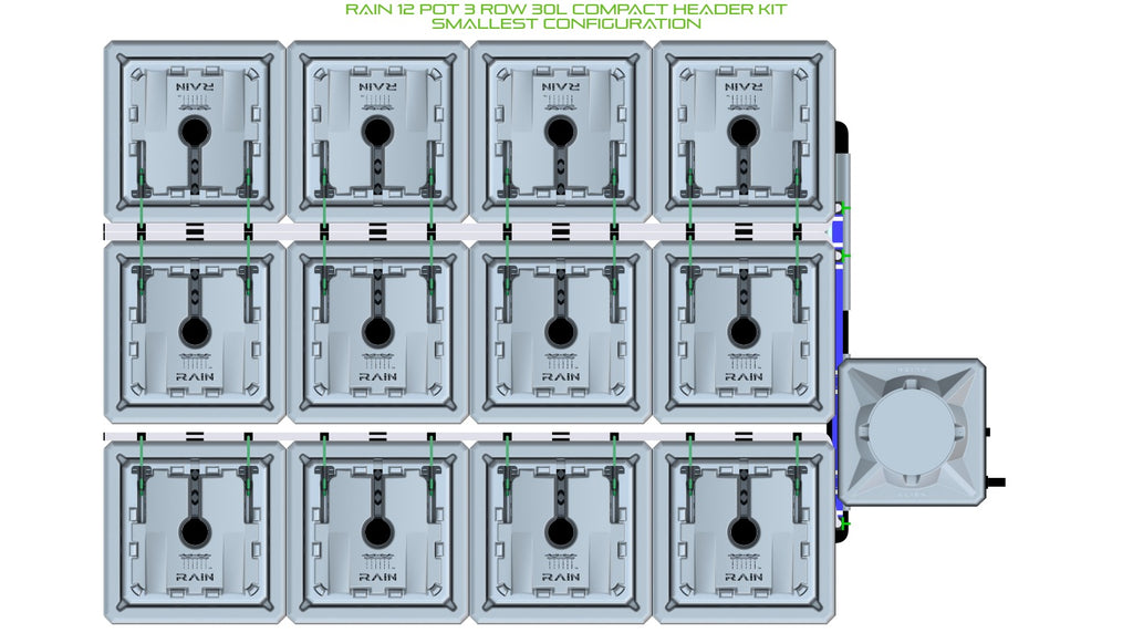 ALIEN Hydroponics RAIN 12 Pot 3 Row 30L Compact Header Kit product image 3