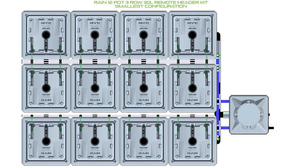 ALIEN Hydroponics RAIN 12 Pot 3 Row 30L Remote Header Kit product image 3